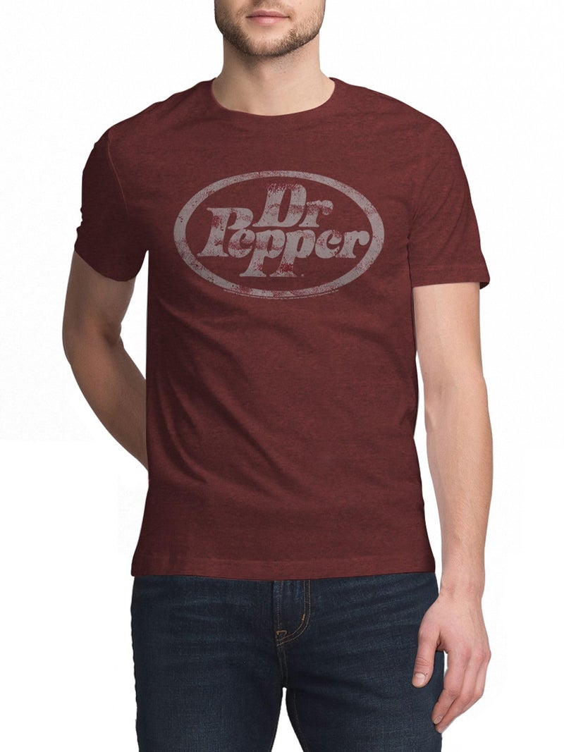 Tee Luv Men's Faded Dr Pepper Logo Shirt, XL, Brick Heather - Image 3